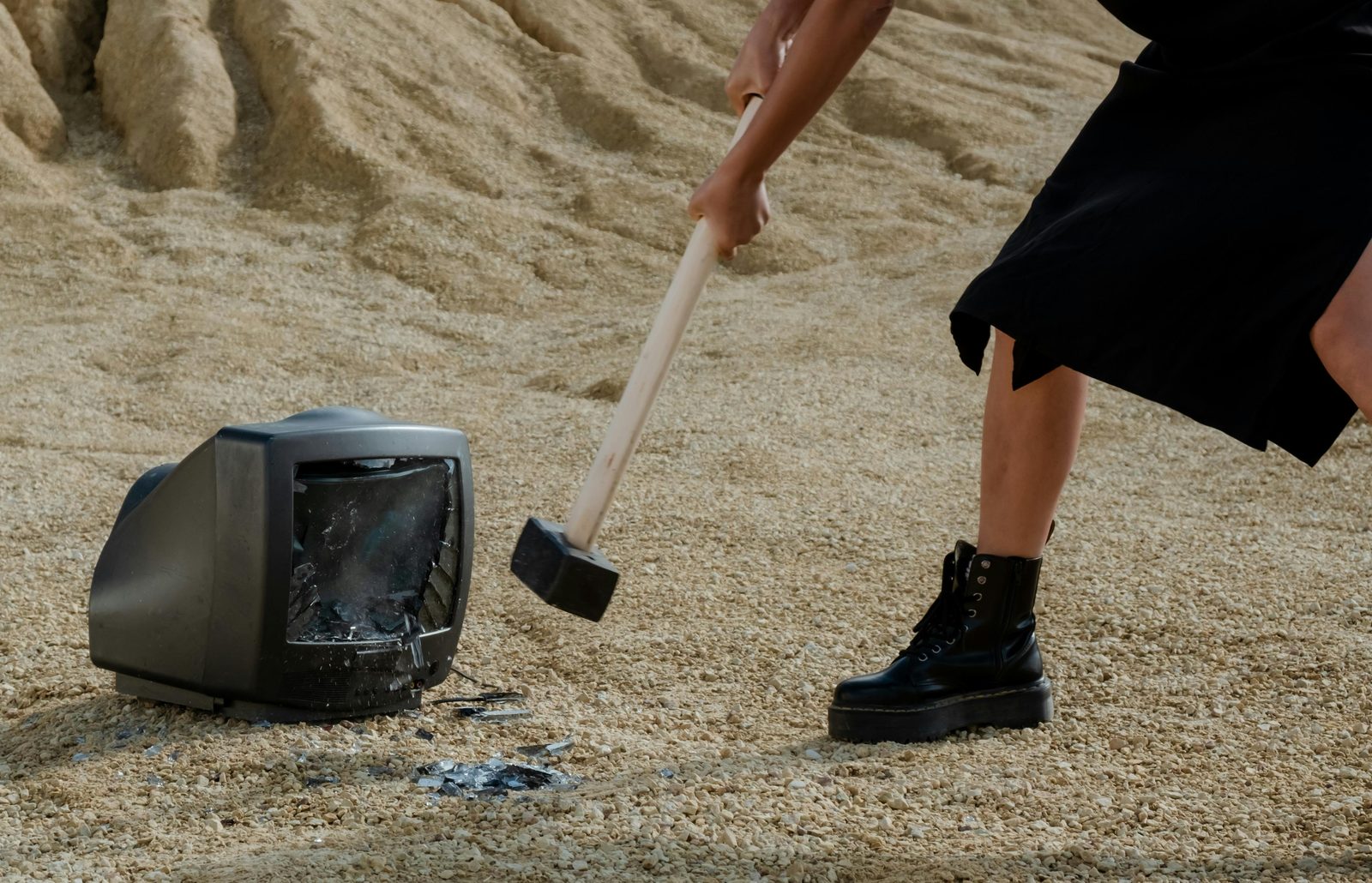 Smashing an old TV